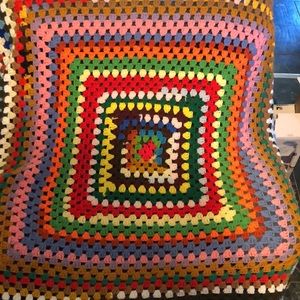 Crotchet granny square multi colored blanket throw